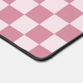 Stoffig roze schaakbordpatroon bureaumat (Hoek)