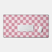 Stoffig roze schaakbordpatroon bureaumat (Keyboard & Muis)