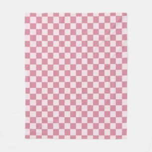 Stoffig roze schaakbordpatroon fleece deken