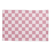 Stoffig roze schaakbordpatroon kussensloop (Achterkant-Links)