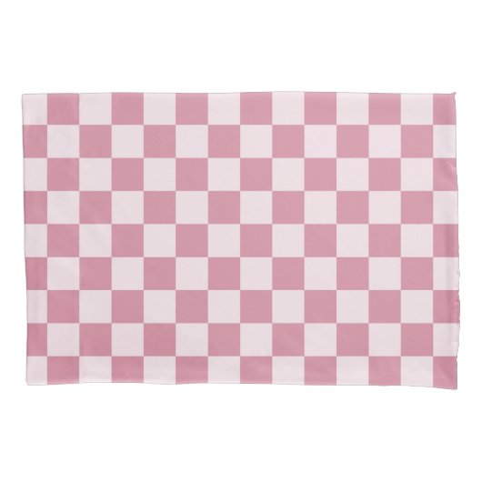 Stoffig roze schaakbordpatroon kussensloop (Voorkant-Links)