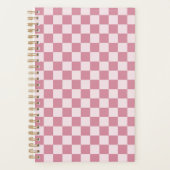 Stoffig roze schaakbordpatroon planner (Voorkant)