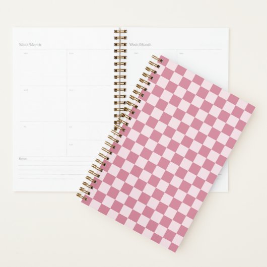 Stoffig roze schaakbordpatroon planner (Display)