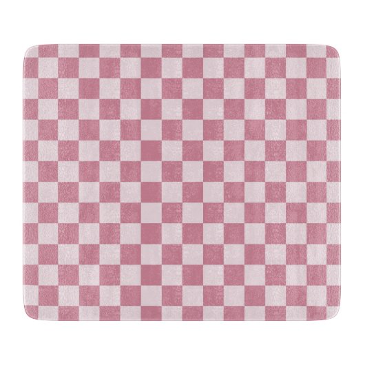 Stoffig roze schaakbordpatroon snijplank (Voorkant)