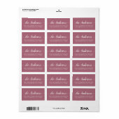 Stoffig Roze Script Familie Retouradres Label (Full Sheet)