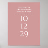 Stoffig Roze Speciale Datum Trouw Welkom Bord Poster (Voorkant)