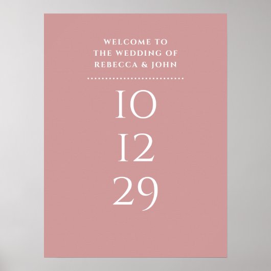 Stoffig Roze Speciale Datum Trouw Welkom Bord Poster (Voorkant)