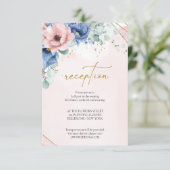 Stoffig roze stoffige blauw faux gouden lijst rece informatiekaartje (Staand voorkant)