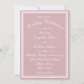 Stoffig Roze Trouw Wit Script Alles In Eén RSVP Kaart (Voorkant)