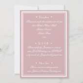 Stoffig Roze Trouw Wit Script Alles In Eén RSVP Kaart (Achterkant)
