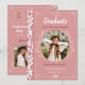 Stoffig Roze Verhalenboek Afstuderen Kaart (Voorkant / Achterkant)
