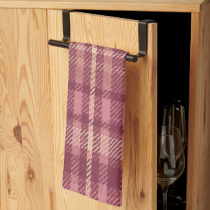 Stoffig Roze Warme Gedempte Roze Plaid Theedoek