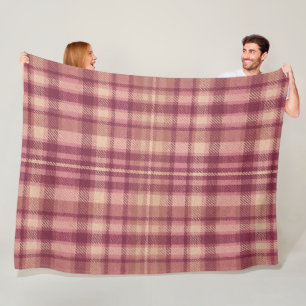 Stoffig Roze Warme Gedempte Roze Schotse Ruit Fleece Deken