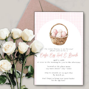 Stoffig Roze Waterverf Paaseieren Hunt Basket Kaart