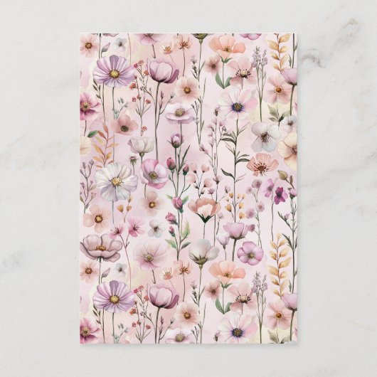 Stoffig Roze Wildflower Baby Word Scramble – Boho Informatiekaartje (Achterkant)