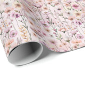 Stoffig roze Wildflower Wrapping Paper – Elegant B Cadeaupapier (Rol Hoek)