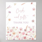 Stoffig Roze Wildflowers Kaarten en geschenken tek Poster (Voorkant)