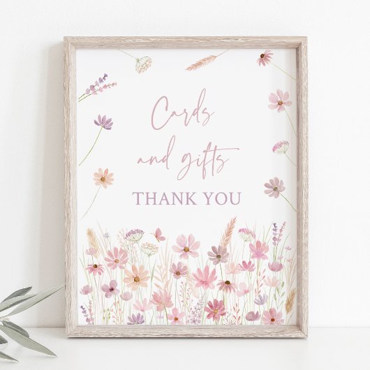 Stoffig Roze Wildflowers Kaarten en geschenken tek Poster