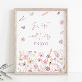 Stoffig Roze Wildflowers Sweet Treats Douche Teken Poster
