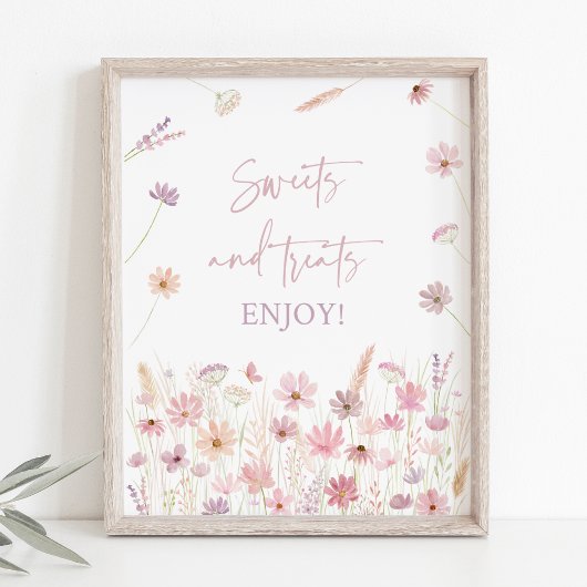 Stoffig Roze Wildflowers Sweet Treats Douche Teken Poster
