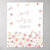 Stoffig Roze Wildflowers Sweet Treats Douche Teken Poster (Voorkant)
