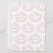 Stoffig roze wit hand getrokken blad monogram brui kaart (Achterkant)