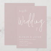 Stoffig Roze & Wit Moderne Bruiloft Kaart (Voorkant / Achterkant)