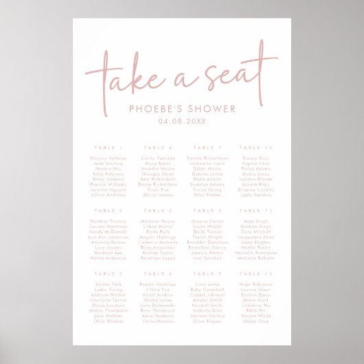 Stoffig Roze & Wit Vrijgezellenfeest Zitting Grafi Poster (Voorkant)