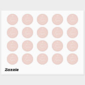 Stoffig roze witte kruis meisje doop ronde sticker (Vel)
