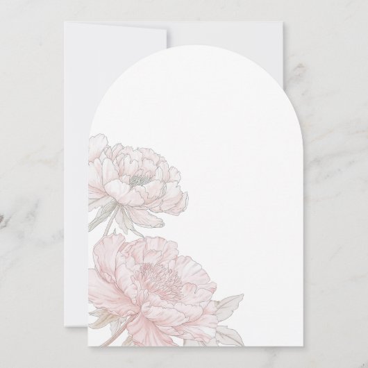 Stoffig Roze Witte Pioenen Boog Doop Kaart (Achterkant)