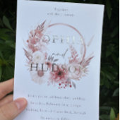 Stoffig Roze Zilver Folie Modern Boho Krans Bruilo Folie Uitnodiging