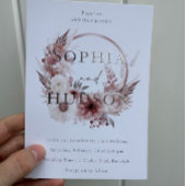 Stoffig Roze Zilver Folie Modern Boho Krans Bruilo Uitnodiging