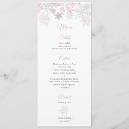 Stoffig Roze & Zilveren Sneeuwvlokken Winter Wonde Menu