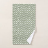 Stoffig saliegroen chevronpatroon bad handdoek (Handdoek)