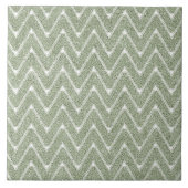 Stoffig saliegroen chevronpatroon tegeltje (Voorkant)