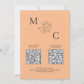 Stoffig Sinaasappel Elegant Modern QR Code Huwelij Kaart (Achterkant)