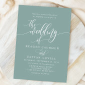 Stoffig Teal Eenvoudig Modern Script Trouwfeest Kaart