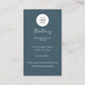 Stoffig Teal Lux Script Logo QR Code Foto Make-up Visitekaartje (Achterkant)