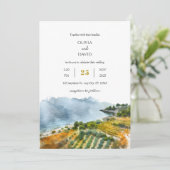 Stoffig turquoise zeekant landschap strand bruilof kaart (Staand voorkant)