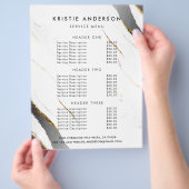 Stoffig zwart goud wit marmeren prijslijst & diens flyer (Hand)