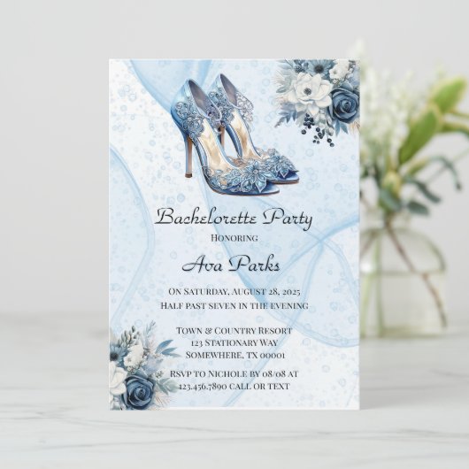 Stoffige Alcohol Ink Bloemen Hakken Bachelorette P Kaart (Staand voorkant)