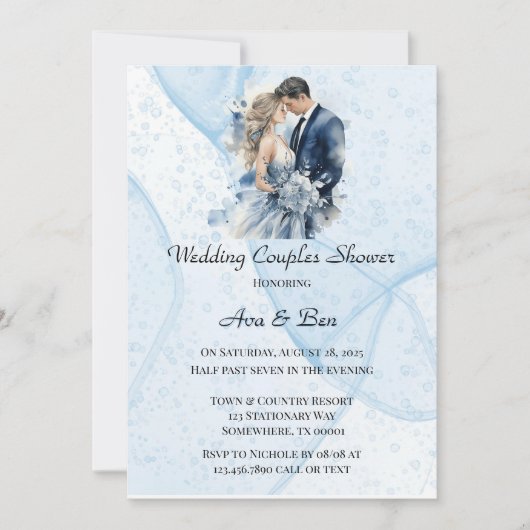 Stoffige Alcohol Ink Bloemen Trouwkoppels Douche Kaart (Voorkant)