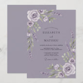 Stoffige Amethyst Blad Bruiloft Kaart (Voorkant / Achterkant)