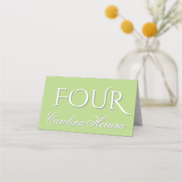 Stoffige Appelgroene Elegante Script Gast Naam Num Plaatskaartje