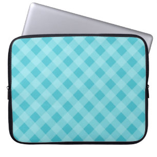 Stoffige Aqua Gingham-laptophoes Laptop Sleeve
