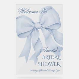 Stoffige Blau Elegante Boog Bruiloft Feest Welkom Acryl Bord