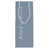 Stoffige Blau Gestileerde Script Getuige van de Br Wijn Cadeautas (Achterkant)