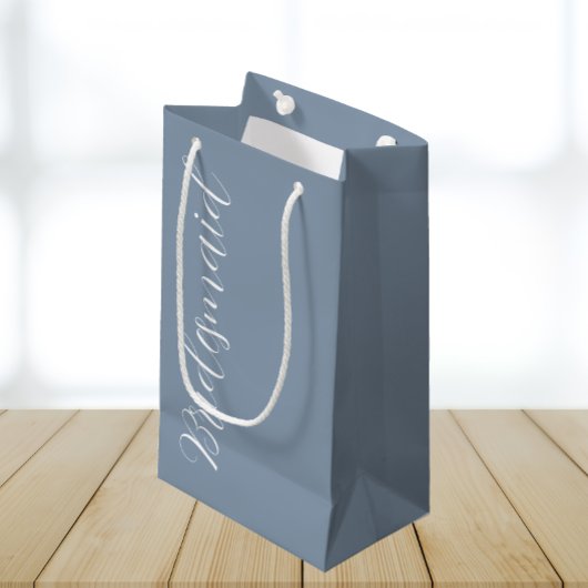 Stoffige Blau Gestileerde Script Trouw Bruidsmeisj Klein Cadeauzakje