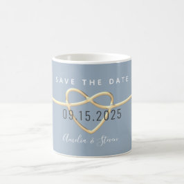 Stoffige Blau Huwelijk Save The Date Koffiemok