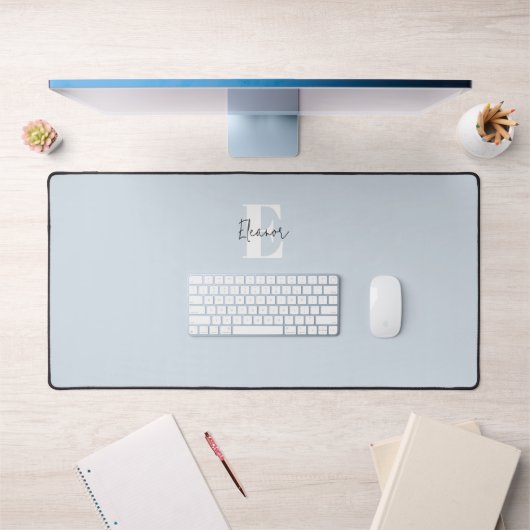 Stoffige Blau Minimalistische Monogram Bureaumat (Kantoor 1)